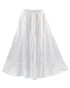 White Cotton Gypsy Long Maxi Tier Flare Skirt 1X 2X