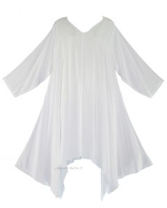 White Plus Size Solid Basic Flowy Short Sleeve Long Tank Tunic Tops 1X