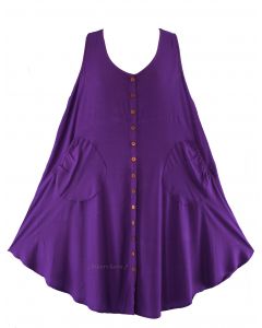 Purple Lagenlook Plus Size Sleeveless Vest Tunic Top 0X 1X