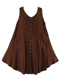 Brown Lagenlook Plus Size Sleeveless Vest Tunic Top 0X 1X