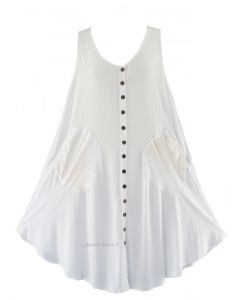 White Lagenlook Plus Size Sleeveless Vest Tunic Top 0X 1X