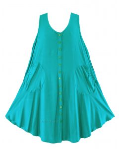 Turquoise Lagenlook Plus Size Sleeveless Vest Tunic Top 0X 1X