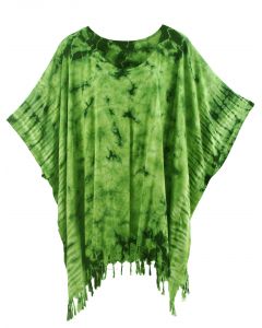 Green HIPPIE Batik Tie Dye Plus Size Tunic Blouse Kaftan Top XL 1X 2X