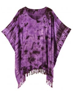 Purple HIPPIE Batik Tie Dye Plus Size Tunic Blouse Kaftan Top XL 1X 2X