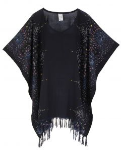 Black Plus Size Tunic Tops Flora Short Sleeve V neck Shirt 3X 4X