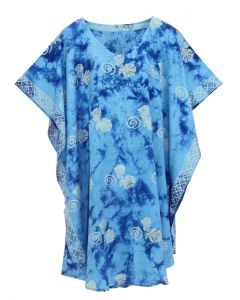 Blue HIPPIE Batik CAFTAN KAFTAN Plus Size Tunic Blouse Kaftan Top XL 1X 2X