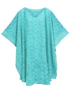 Turquoise HIPPIE Batik CAFTAN KAFTAN Plus Size Tunic Blouse Kaftan Top 3X 4X