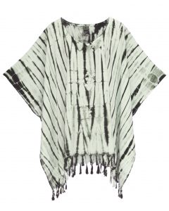 Grey HIPPIE Batik Tie Dye Stripe Plus Size Tunic Blouse Kaftan Top XL to 4X