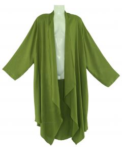 Avocado green Long Sleeve Plus Size Cardigan Cover up Duster Jacket 1X 2X