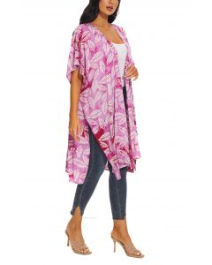 Orchid purple HIPPIE Gypsy Hand Batik Kimono Cardigan Shawl Wrap Swimsuit Cover Up Jacket One Size