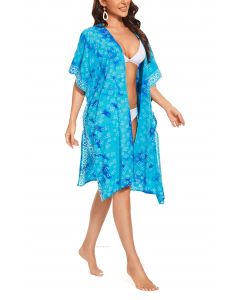 Turquoise HIPPIE Gypsy Hand Batik Kimono Cardigan Shawl Wrap Swimsuit Cover Up Jacket One Size