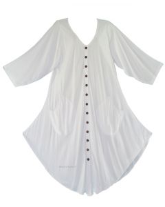 White Long Sleeve Lagenlook Plus Size Vest Tunic Top 0X 1X