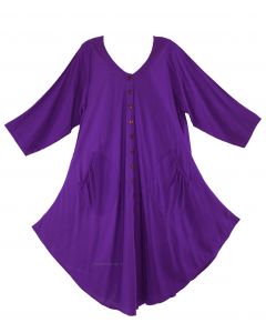 Purple Long Sleeve Lagenlook Plus Size Vest Tunic Top 0X 1X