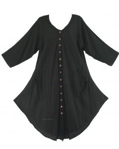 Black Long Sleeve Lagenlook Plus Size Vest Tunic Top 0X 1X