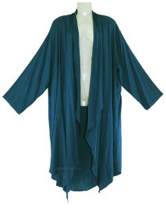 TEAL BLUE Lagenlook Duster Plus Size Long Coverup Jacket 1X 2X
