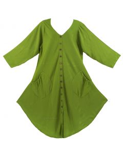 Avocado green Long Sleeve Lagenlook Plus Size Vest Tunic Top 0X 1X
