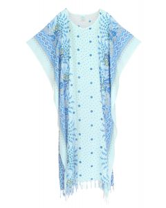 White Flora Plus Size Kaftan Kimono Loungewear Maxi Long Dress XL to 4X