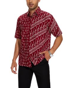 Classicmod Maroon Cotton Handmade Block Batik Men Shirts Summer Beach Wear
